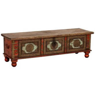 Wanderlust Deco Ba&uacute;l De Madera Artesanal Rojo 150x45x46h Cm