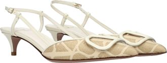 Valentino Garavani Womens Beige Raffia Strap-On Sandals