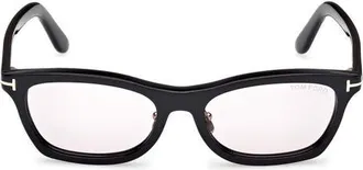Tom Ford 53mm Rectangular Sunglasses in Shiny Black/violet at Nordstrom