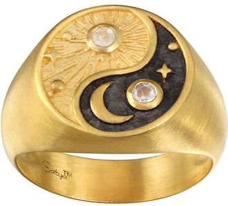 Satya Jewelry Celestial Balance Yin Yang White Topaz Ring