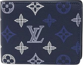 Louis Vuitton Pre-owned Monogram Shadow Portemonnee (bi-fold) - Dames - Vintage Accessoires - Blauw - ONE Size - Leer - Vintage