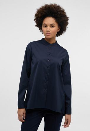 Eterna Hemdbluse ETERNA LOOSE FIT, Damen, Gr. 34, blau (navy), 75% Baumwolle, 5% Elasthan, 20% Polyamid, Blusen Hemdbluse