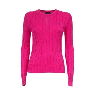 Polo Ralph Lauren Truien & Vesten, Dames, Roze, L, Katoen, Gevlochten Crew Neck Sweater