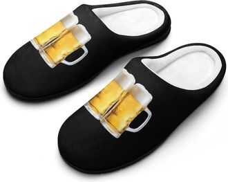 Generic Two Mugs of Beer Mens Slippers Memory Foam Winter Warm Sandals Slip On House Shoes Size 7-14