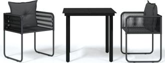 vidaXL Juego De Comedor Para Jard&iacute;n 3 Piezas Negro Vidaxl