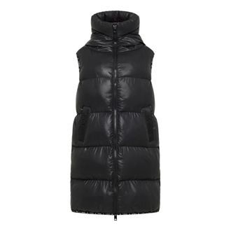 Carlo Colucci Jassen, Dames, Zwart, 2Xl, Gewatteerd Lang Vest Decima