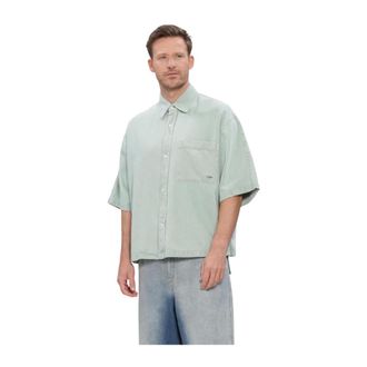 New Amsterdam Surf Association Exclusives Denim Kortmouw Button-up - Heren - Overhemden - Groen - Maat: XL Denim
