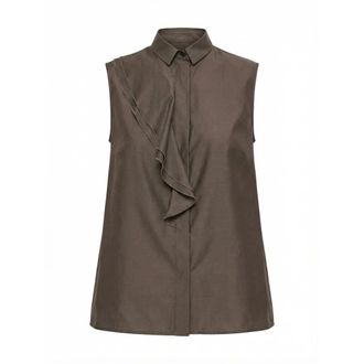 PESERICO Peserico, Sleeveless Tops, female, Brown, Size: XS Silk Cotton Organza Top