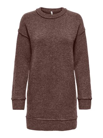 Only Midikleid ONLY ONLHAZEL LS O-NECK DRESS BF KNT, Damen, Gr. XL, N-Gr, chocolate martini detail:melange, Strick, Obermaterial: 93% Polyester, 4% Wolle, 