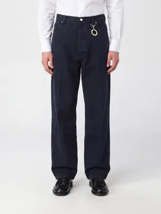 Celine Jeans wide leg in denim di cotone con charm e vita media