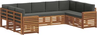 vidaXL Conjunto De Sof&aacute;s De Exterior 9 Uds. Natural Y Antracita Vidaxl
