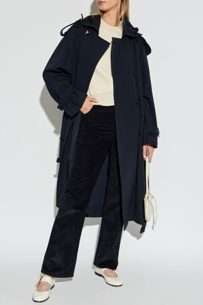 Bottega Veneta Double-breasted Trench Coat, Womens, Navy Blue