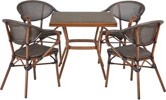 Beliani Conjunto de comedor 4 personas de metal gris