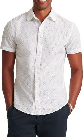 Bonobos Riviera Slim Fit Dot Short Sleeve Button-Up Shirt in Seersucker Dot - Blue at Nordstrom, Size Xx-Large
