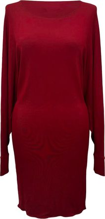Lanvin Long Sleeve Mini Dress in Burgundy Viscose