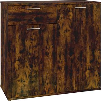 vidaXL Vidaxl - Aparador Madera Contrachapada Roble Ahumado 80x36x75 Cm