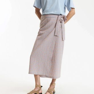 La Redoute Collections Lange geruite wikkelrok