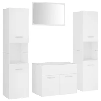 vidaXL Juego De Muebles De Ba&ntilde;o Madera De Ingenier&iacute;a Blanco Vidaxl