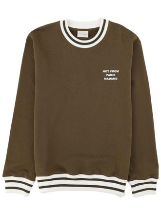 Dr&ocirc;le de Monsieur Slogan Contrasting Ribbed Cotton Sweatshirt