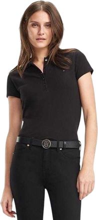 Tommy Hilfiger Heritage slim-fit poloshirt met korte mouwen voor dames (Zwart)