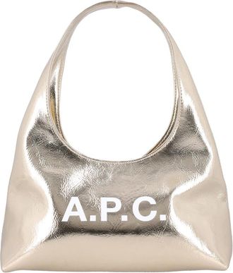 A.P.C. A.p.c., Tassen, Dames, Geel, ONE Size, Leer, Lichtgouden Handtas Schoudertas