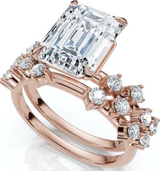 Pompeii3 Certified 3 1/4Ct Emerald Diamond Bridal Set 14k Gold or Platinum Lab Grown