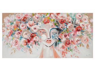 Schubiger M&ouml;bel Bild Frau mit Bunter Blumenper&uuml;cke