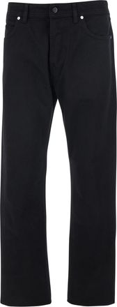 Stone Island Black Jeans With Belt Loops And Logo Patch On The Rear In Denim Man