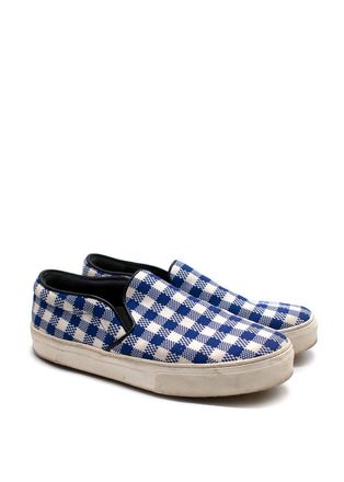 Celine Royal Blue and White Plaid Slip On Trainers Size 40