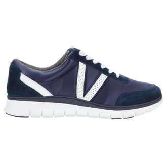 Vionic Fresh Nana Satin Leather Textile Womens Lace Up Trainers - Navy - Size:UK 7.5