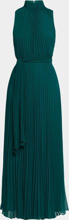 Aidan Mattox Wide-Leg Pleated Georgette Jumpsuit