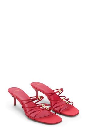 Mango Kitten Heel Satin Strap Sandal in Red at Nordstrom, Size 6.5Us