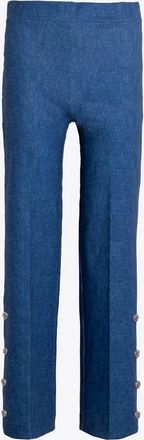 Vilagallo Womens Sailor Pants With Metal Buttons In Bluenavy Blue