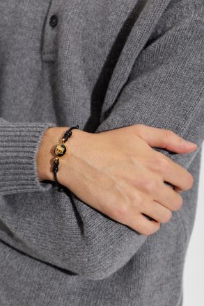 Versace Leather Bracelet With Medusa Head, Mens, Black