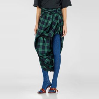 Diesel Draped tartan midi skirt with lace trim - Skirts - Woman - Multicolor