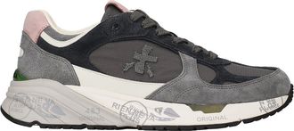 Premiata Grey Low-Profile Suede Mesh Sneakers