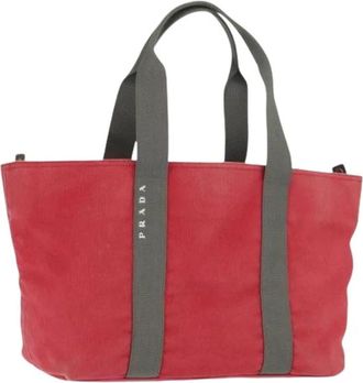 Prada Pre-owned Tote Bags, female, Red, Size: ONE SIZE Pre-owned Canvas Tote