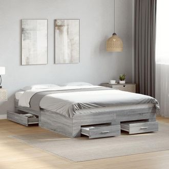 Berkfield Home Bed Frame with Drawers without Mattress Grey Sonoma 120x200 cm | Size: Small Double