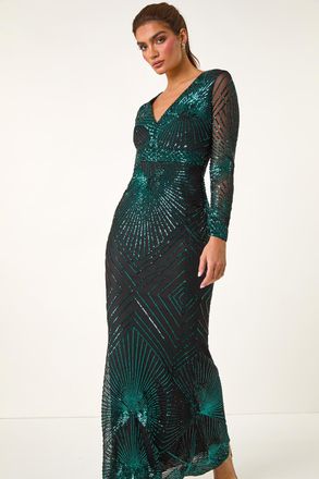 Ariella Starburst Sequin Stretch Bodycon Maxi Dress