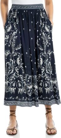 Max Studio Floral Pull-On Skirt in Indigo/Cream at Nordstrom Rack, Size X-Small