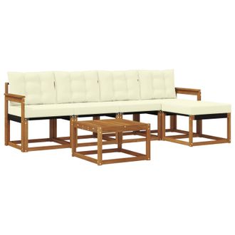 vidaXL Conjunto De Sof&aacute;s De Exterior Con Coj&iacute;n 6 Pcs Natural Y Crema Vidaxl