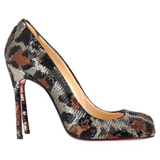Christian Louboutin Pre-owned Womens Fifi Pumps in Animal Print Sequins - Multicolour - Size EU 37
