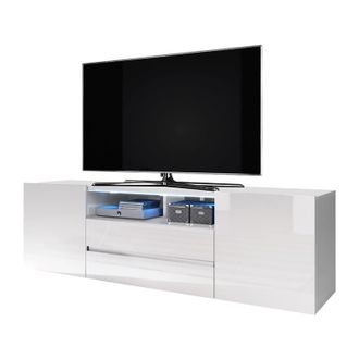Selsey Selsey Bros - Mueble Para Tv - Blanco Mate / Blanco Brillo - Con Iluminaci&oacute;n Led - Moderno