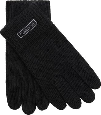 Calvin Klein Strickhandschuhe CALVIN KLEIN, Herren, schwarz, Rippstrick, Wollmischung, unifarben, Handschuhe Strickhandschuhe, Rippstrick, warme Wollmix-Qualit&auml;t