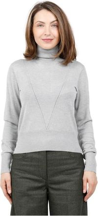 Alpha Studio Maglia dolcevita a maniche lunghe con calatura in seta mulberry e cashmere - Dames - Cashmere truien - Grijs - L - Kasjmier - Truien & Vesten