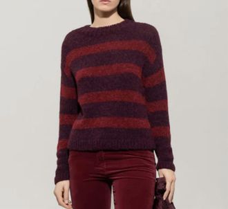 Luisa Cerano Striped Sweater In Red Burgundy