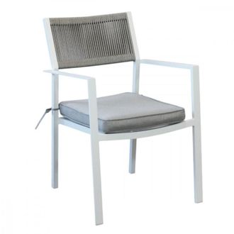 Decorspace Decor Space - Sedia Valencia in alluminio con cuscini per giardino, bar e ristorante -Bianco / Confezione da 2 Pezzi