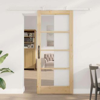 vidaXL Puerta Deslizante Orkdal Marr&oacute;n 86 X 198.5 Cm Madera Y Metal Vidaxl
