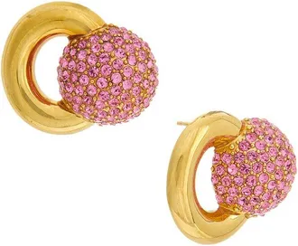 Oscar De La Renta Round Rhinestone Stud Earrings