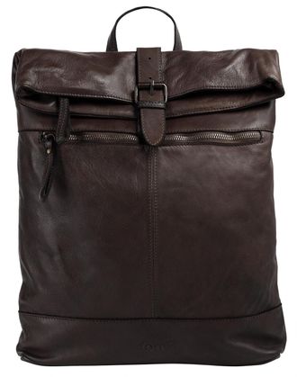 Forty Degrees Tagesrucksack FORTY, Damen, Gr. B/H/T: 30cm x 30cm x 4cm, onesize, braun (dunkelbraun), Leder, Rindsleder, Rucks&auml;cke Tagesrucksack, echt Leder, Made i